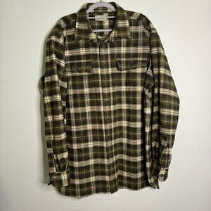 L.L. Bean Men's Green Plaid Long Sleeve Fannel Shirt Size XL-Tall